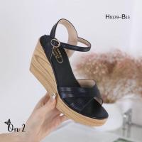 ราคา รองเท้าส้นเตารีด H8139-B13 หน้าสวมไขว้มีสายรัดข้อเท้าพื้นลายไม้เก๋มาก (28227281003)