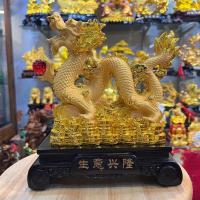 ราคา มังกร ถือลูกแก้ว ยืนบนเหรียญ มังกรทอง มังกรมงคล เรซิ่นพ่นทรายทอง ฐานสีไม้ สูง 6นิ้ว/8.5 นิ้ว/10 นิ้ว (24764473252)