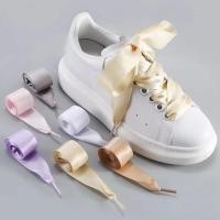 ราคา เกาหลี Elegant Tredy กว้างซาตินผ้าไหมริบบิ้นเชือกผูกรองเท้าสีขาวสีดํารองเท้าผ้าใบกีฬารองเท้าลําลองรองเท้าผ้าใบ (26984131419)