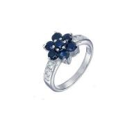 ราคา แหวนเงิน 92.5%ฝังพลอยแท้ ไพลิน (BLUE SAPPHIRE) ล้อมด้วยเพชรรัสเซีย รุ่น GR703-BS (5245331356)