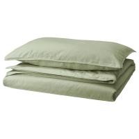 ราคา [IKEAแท้ ถามก่อนสั่ง] ÄNGSLILJA เอ็งส์ลิลยา ปลอกผ้านวมและปลอกหมอน, เทา-เขียว, 150x200/50x80 ซม. (25591473794)