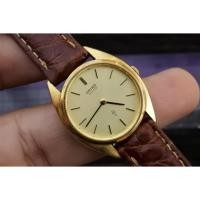 ราคา นาฬิกา Vintage มือสองญี่ปุ่น Seiko Gold Plate 2320 0040 Yellow Dial ผู้หญิง ระบบ Quartz ทรงกลม 25mm ใช้งานได้ปกติ (28768161325)