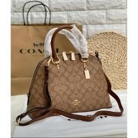 ราคา COACH KATY SATCHEL IN SIGNATURE CANVAS [2558] New in! กระเป๋าถือหรือสะพายทรง dome หนังแท้ (5479534419)