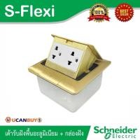 ราคา Schneider ชุดเต้ารับฝังพื้นอะลูมิเนียมทองเหลือง พร้อมกล่องฝัง + เต้ารับคู่ 3ขา S-Flexi | Ucanbuy (23426442633)