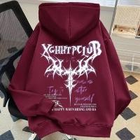 ราคา 2025 NEW 2025 Fleece American High Street Retro Letter Hooded Printed Sweatshirt Couple Style Unisex Casual Loose Jacket for Autumn and Winter new23 YK1P (42472145657)