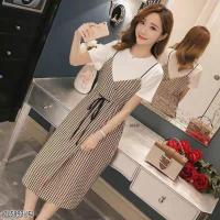 ราคา เซต2ชิ้น เสื้อยืดคอกลม+เอี๊ยมสายเดี่ยวลายสก๊อต (2066656196)