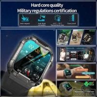 ราคา ❥ ผู้ชายนาฬิกาสมาร์ททหาร Healthy Monitor AI Voice Bluetooth Call ฟิตเนสกีฬากันน้ํา Smartwatch ส (26229891227)