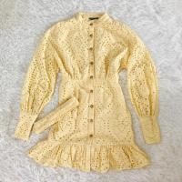 ราคา *ของใหม่* เดรสฉลุสีเหลืองแบรนด์ shein แขนตุ๊กตาพองยาว ส่งต่องานป้าย งานป้ายมือสอง เดรสออกงาน เดรสหรู เดรสทำงาน (16489622297)