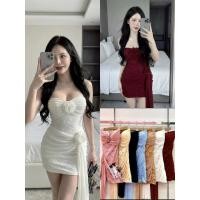 ราคา D. มินิเดรสเกาะอกแต่งกุหลาบอก และกุหลาบเอวระบายหางปลา ผ้าลูกไม้ เสริมฟองน้ำ ทรงสวย (50256613678)