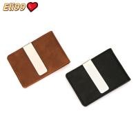 ราคา คลิปหนีบเงินแบบพับสองชั้นหนัง PU แฟชั่นสำหรับผู้ชายกระเป๋าเงินแบบหนีบโลหะบางอเนกประสงค์ที่ใส่บัตร (48956011987)