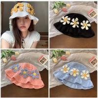 ราคา พร้อมส่งหมวกไหมพรมลายดอกไม้ หมวกบักเก็ตไหมพรม หมวกน่ารัก (28416291419)