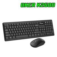 ราคา OKER K-2600 คีย์บอร์ด+เมาส์ไร้สาย Wireless K2600 แถมฟรี แผ่นรองเม้าส์ (15318226150)