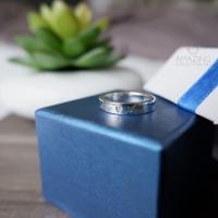 ราคา แหวนสลักชื่อเงินแท้ 925 (หน้าเรียบ 3mm อักษร ขาวพ่นทราย) Silver Ring แหวนคู่รัก แต่งงาน แฟชั่น (5660114462)