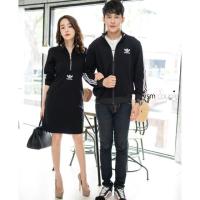 ราคา ชุดคู่รัก สไตล์ชิคๆ คูลๆ ตัวผู้หญิงเป็นเดรส ทรงสปอร์ต ตัวผู้ชาย เป็นเสื้อกันซิปหน้า สกรีน Adidas งานผ้าอย่างดี ผ้านิ่ม (1739454947)
