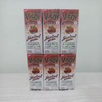 ราคา V-soy วีซอย นมถั่วเหลือง สูตรเฮเซลนัท ไม่มีน้ำตาลทราย ปริมาณ180มล.×18กล่อง(6แพ็ก) (25243240415)