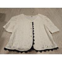 ราคา เสื้อลายลูกไม้ สีครีม แต่งขอบลูกไม้สีดำ (25977385060)