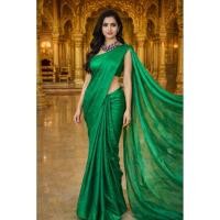 ราคา ผ้าส่าหรีอินเดีย ส่าหรีอินเดีย มือสองSAREE-21ส่าหรีสีเขียว ผ้าชีฟอง แบบนุ่งเอง ความยาว 6ม. ชุดอินเดีย ชุดส่าหรี (55304767082)