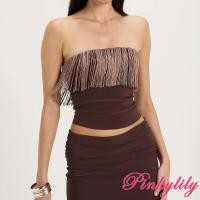 ราคา เสื้อเกาะอกแขนกุดสีชมพู Tiddings แบบ Bandeau สำหรับปาร์ตี้และชุดราตรี (41727748528)