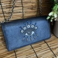 ราคา กระเป๋าสะพายหนังแท้ KENZO แท้ 8“ สายโซ่ อะไหล่เงิน สีBlue Navy (40202062658)