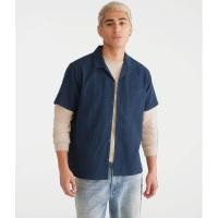 ราคา KEMEJA Aeropostale เสื้อเชิ้ตแขนสั้นมีเท็กซ์เจอร์ (49406204820)