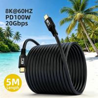 ราคา 5M USB 3.2 20Gbps ThunderBolt 3 ประเภท C ถึง Type C สาย 8K @ 60Hz PD100W USB-C สายสําหรับ Samsung S26Ultra S25FE S25Ultra honor X7D X9D 400Smart ประเภท C (56009261394)