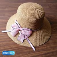ราคา หมวกสานปีกกว้าง ติดโบว์สีชมพู สไตล์สวยน่ารัก (953583906)