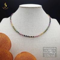 ราคา (JindaJewelry)สร้อยคอหินทัวร์มาลีนร้อยสลับเงินแท้ 92.5% ขนาดหินกลม 4 มิล #หินทัวร์มาลีน #สร้อยคอเงินแท้925 (44906186815)