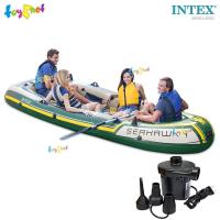 ราคา Intex ชุดเรือยางซีฮ็อว์ค 4 ที่นั่ง พร้อมพายอลูมิเนียมและที่สูบลม รุ่น 68351 + ที่สูบลมไฟฟ้า (17996741298)