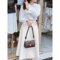 ราคา ชุดเสื้อแขนยาวคอระบายผสมกระโปรงมิดิบานสุดหรู (24879638640)