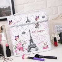 ราคา กระเป๋าเครื่องสำอางค์สีขาวปักลาย กากเพชร (572251555)