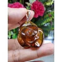 ราคา จี้อำพันพม่าแท้ แกะลายกุหลาบดอกใหญ่ (23056640555)