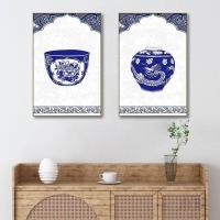ราคา จีนสีฟ้าและสีขาวพอร์ซเลนผ้าใบภาพวาดร้านอาหารโบราณภาพผนังตกแต่งย้อนยุค (51407442937)