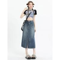 ราคา M003 กระโปรงยีนส์ผู้หญิง ยาว 70 ซม. ผ้า QC CC ไม่ยืด (BELT INCLUDED) (25779563057)