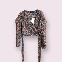 ราคา [ส่งต่อ] Pomelo แท้ Top เสื้อแขนยาว ลายดอก ผูกเอว (24100911280)