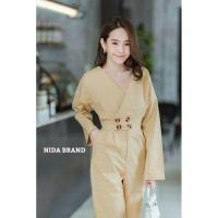 ราคา NEW จั๊มสูทยาว ป้าย Nida สีเหลืองไข่ไก่ ไซส์ L (6355768862)