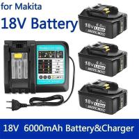 ราคา 18V แบตเตอรี่เครื่องมือไฟฟ้าแบบชาร์จได้ 6000mAh สำหรับ Makita พร้อมไฟ LED Li-ion ทดแทน LXT BL1860B B (41326329520)