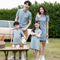 ราคา สีฟ้าครอบครัวจับคู่ชุดเสื้อโปโลผู้หญิงเสื้อชุดคู่สวมใส่ ที วันหยุดฤดูร้อนสั้น (24723006384)
