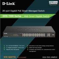 ราคา D-Link DGS-1100-26MPV2 24 Port Gigabit PoE/PoE+ Smart Managed Switch + 2 x Gigabit RJ45/SFP Combo Ports, 370W PoE Power (23137146069)
