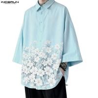 ราคา INCERUN เสื้อแขนยาวผู้ชาย สไตล์เกาหลี ลายดอกไม้ พิมพ์ลายสวยงาม คอกระดุมเปิดแบบแฟชั่น (50505247323)