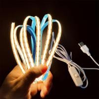 ราคา USB LED Strip Lights 5V 320LEDs/M Warm White COB LED Strip Flexible Lamp Tape DIY TV Mirror Backlight Kitchen Lighting (50402821329)