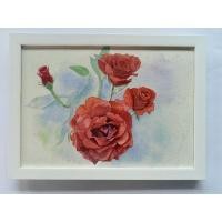 ราคา ภาพวาดสีน้ำดอกกุหลาบแดง ขนาด A4 24.6x50.6 ซม.พร้อมกรอบ (25020011634)