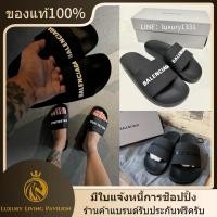 ราคา ใหม่ อุปกรณ์ครบชุด ของแท้ balenciaga WOMEN'S POOL SLIDE SANDAL IN BLACK รองเท้าแตะ รับประกัน 2 ปี (48059337014)