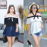 ราคา L9-23 เสื้อเปิดไหล่ไซส์ใหญ่ XL-4XL เสื้อเปิดไหล่สาวอวบ เสื้อเปิดไหล่คนอ้วน (6625941546)