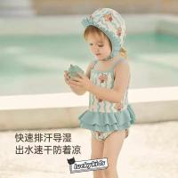 ราคา 2ชิ้นหวานเด็กสาวเปลือกลายพิมพ์สลิงชุดว่ายน้ํา+หมวกว่ายน้ํา (40979797119)