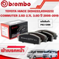 ราคา BREMBO CERAMIC ผ้าเบรคหน้า TOYOTA HIACE (KDH222,KDH223) COMMUTER 2.5D 2.7L 3.0D ปี 2005-2019(1ชุด) (41517785847)