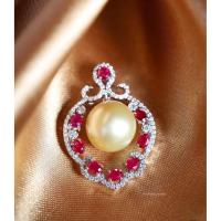 ราคา จี้ทับทิมพม่าห้อยมุกเซาท์ซีสีทอง (41564103615)