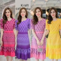ราคา เดรสผ้าไทย เดรสยาวใส่ทำงาน ผ้าฝ้ายเชียงใหม่100% (22884231764)
