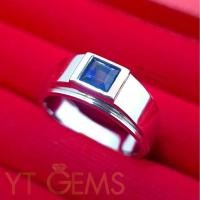 ราคา แหวนไพลิน แหวนเงินแท้ ชุบทองคำขาว พลอยไพลินแท้ YTG-11086 (51058189771)