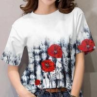 ราคา เสื้อยืดแขนสั้นรัดรูป พิมพ์ลายดอกไม้ สีพาสเทล (48258877337)