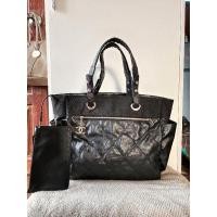 ราคา Chanel Paris Biarritz Tote Bag gm black canvas and black leather (15873199021)